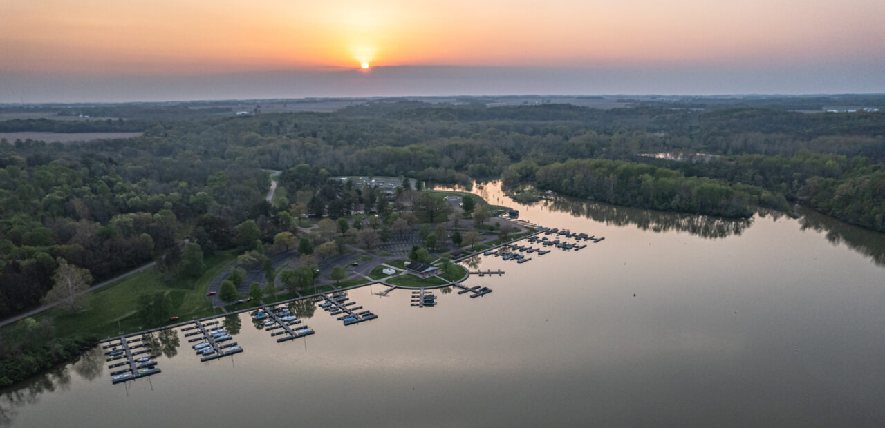 Hueston Woods marina at night
