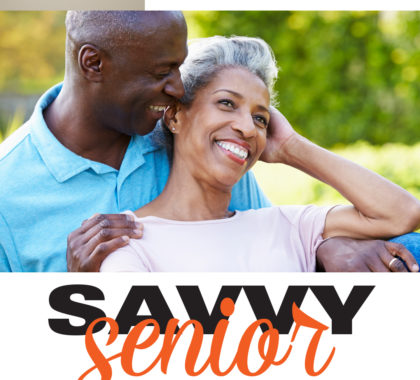 Couple smiling with text: Savvy Senior Special starting at $79